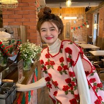 조끼코트 봄계절 클래식 상패 입체 플라워 양면 나사 여성 겹겹이 입기 민소매 나시 4553326767