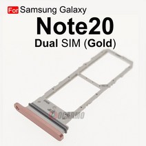 SIM 카드 트레이 Aocarmo-삼성 갤럭시 노트 20 마이크로 SD 메모리 슬롯 홀더 교체 부품, [08] Dual SIM  Gold