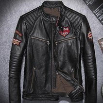 kirahosi 할리스타일 인디안 소가죽 가죽 자켓 오토바이 점퍼, 블랙