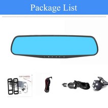 전기차 충전기 한국형 케이블 자동차 듀얼 렌즈 자동차 카메라 풀 인치 비디오 레코더 백미러 후면보기 대시 캠 자동 등록자, 블루 dvr 듀얼 렌즈, 32g