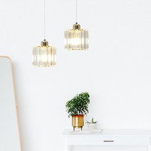 프리즘 2등 크리스탈 펜던트 식탁등 인테리어 LED조명, LED 2.5W G95 에디슨 눈꽃전구 전구색(노란빛), 사각