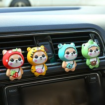 비앤이컴퍼니 시바견 호랑이 차량 송풍구 클립형 방향제 인테리어 차량실내 임인년 호랑이 심쿵 캐릭터 4종, 딸기