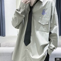 가바바 남성 긴팔 남방 심플 오버핏 원포켓 트렌디 이미지 포인트 셔츠 G58921