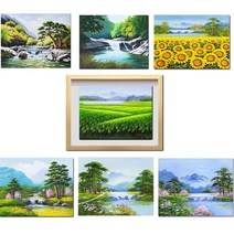 ( 그린 진품 그림 ) 건강 재물 행복 풍수 물 풍경화그림 풍수에 꼭 걸어야 하는 산수화 풍경 생기 그림 유화 액자 현관 거실 침실 복도 사무실 사업장 추천 연화랑, 11번 그림