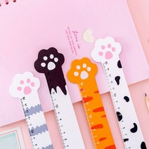 [다옴하우스] 고양이 발 모양 15cm 자 캐릭터 눈금자 안전자 직자 어린이자 초등자 학생자(2P)