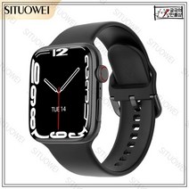 스마트워치 SITUOWEI DT7 Series NFC 혈압 심박수 수면 심전도 통화기능, 실리콘블랙