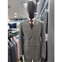 서광모드 가을 겨울 그레이 모49% 스트라이프 슬림핏 프리미엄 더블 정장 CRWAC74G