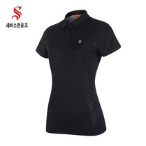세바스찬골프 여성 뒷면 반전 패턴 포인트 카라넥 반팔 티셔츠 Z218