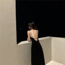 블랙 롱 바캉스 백리스 원피스