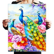 파센 DIY 보석 십자수 캔버스형 50 x 40 cm, 1세트, KK-024 공작 세 마리요.