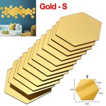 DIY 3D 거울 벽 스티커 육각 홈 장식 아트 침실 자체 접착 24 개 6, S-Gold-40x70x80mm_12Pcs