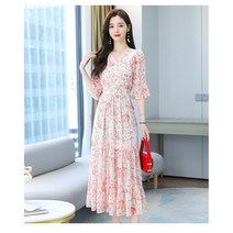 잇츠스타일 핑크 쉬폰 롱원피스