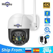 Hiseeu-스마트 와이파이 PTZ 카메라 8mp 4K 5x 디지털 줌 AI 인간 감지 ONVIF 무선 CCTV IP 홈 시큐리티 보호, 8MP (4K) 64G card_CHINA | AU 플