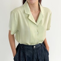 토마토팩토리 여성용 테일러 미니 반팔 카라 크롭 셔츠(4color)