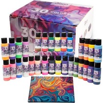 Acro Color 아크릴 페인트 물감 세트 59ml x30색 (메탈 네온 파스텔 컬러)