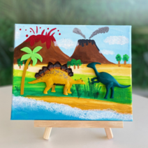 3D 공룡 컬러링 집콕놀이, 벨라시랩터(2pcs), 스피노사우루스, 야자수