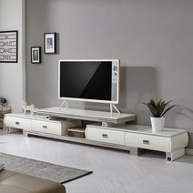 트로네 미라벨 확장형 대리석 거실장 TV다이 TV장 TV선반, 화이트