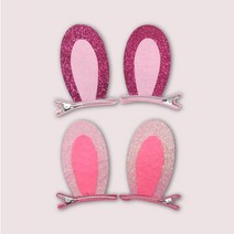 반짝 토끼 귀 집게핀 머리핀 세트 (4 pcs)