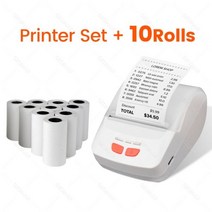 송장프린터 라벨출력기 페이지라벨기블루투스 미니 휴대용 무선 감열식 프린터 안드로이드 모바일 58mm, 04 WH Add 10Rolls_02 미국 플러그