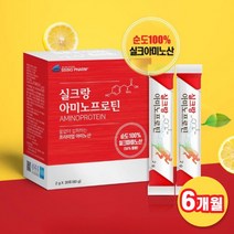 식물성단백질 실크랑 아미노프로틴 30포 누에고치 단백질 가루 분말 마시는 아미노산 amino acid protein 타우린 실크아미노산 글루타민산 실크펩타이드 아스파라긴산 히스티딘, 60g, 6개