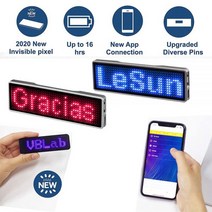 LED전광판 매장 홍보 광고 보드 완전히 새로운 블루투스 led 이름 배지 diy 프로그래밍 가능한 스크롤 메시지 미니 led 디스플레이, 흰색 블루투스 없음
