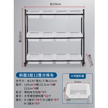 택배 분류 트롤리 창고정리 이동형 핸드카트 다기능 물류 선반 쇼핑몰, 3층 대형 바구니 15개 경사형