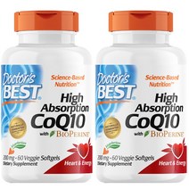 닥터스베스트 하이 앱솔션 CoQ10 200mg 베지 소프트젤 글루텐 프리, 60캡슐, 2개