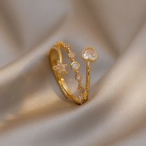 라오농 복숭아 심장 다섯개 별 반지 여성 패션 오픈 푸드 핑거 링 +12nHsd