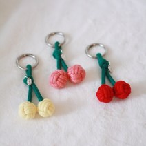 [DIY 키트 세트] 마크라메 심플 체리 키링 만들기 3개 앵두 에어팟 백참 키홀더, 체리 프리미엄 레드 3개 세트, O키링 28