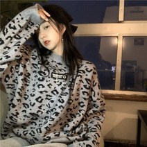 퐁순싸롱 루즈핏 가을 레오파드 호피 스웨터 여자 니트 SH
