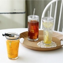 친환경 에코 홈카페 유리 빨대컵 롱커피잔 주스잔 칵테일잔, 빨대 주스잔