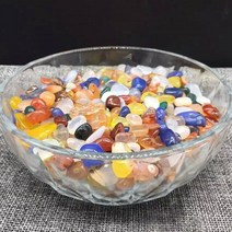 1+1 콩 자갈 바닥 흑 백 가방 보석 물고기 연못 연마 연마 천연 마노 수족관 발 돌, 여러 가지 빛깔의