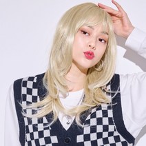 가발매니아 블론디 레이어드 55cm 수제가발 프론트레이스, 투톤블론드