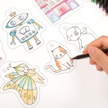 율아트 슈링클 매직페이퍼 만들기 16종 도안 세트 미술놀이 마술종이 쉬링크 필름 작아지는종이 열쇠고리 키링 재료, 간식과곤충