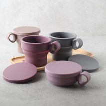 살림일기 1+1 접이식 실리콘 컵, 1개, 실리콘 컵 - 밀크브라운 + 인디핑크