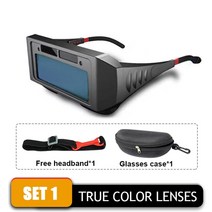 용접면 Automatic Dimming Welding Glasses True Color Solar Auto Darkening Anti- Eyes Shield Goggle for M, 01 True color lenses