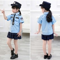 공연복 육일 petty traffic police officer 유니폼 퍼포먼스 남여아동 소경찰 무대 4880218551, 110, 여성 :반팔 _미니 스커트 _넥타이
