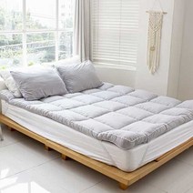 고급 사계절 면 60수 침대 매트리스 밴딩형 토퍼 SS/Q, 그레이