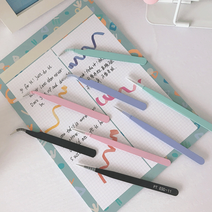 [1+1할인다꾸필수템]핀셋 스티커 폴꾸 정밀핀셋 집게 커브형 일자형 4color, 하나만구매할게요(할인X), 다꾸핀셋(일자형_핑크)