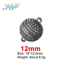 Juya-수제 비즈 쥬얼리 결과 4 가지 크기의 강한 자석 걸쇠 및 후크 여성을 위한 크리스탈 진주 팔찌 목걸이 만들기, [01] As Photo, [12] Metal Black 12mm