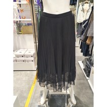 3여성)올리비아로렌 밑단 레이스 배색 주름스커트 VOCDKXM3141