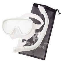 [Amazon.co.jp 한정]리프 투어러(REEF TOURER) 스노클링 스노클 마스크 스노클 어른용 2점 세트 실리콘제 메쉬 백 첨부 화이트 RC0105
