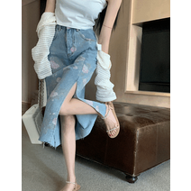 11퍼센트몰 플라워 프린팅 데님스커트