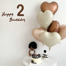 생일파티 풍선꾸미기 하트모양 파티소품, 하트 커피+카라멜+크림 총 9개 리본롤 1개 증정