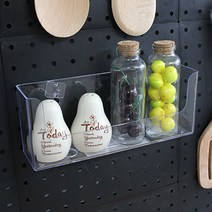 책상 타공판 악세사리 보드 거치대 투명 트레이 공구 정리 서류 파일 리모컨 플라스틱 페그보드 타공 후크 미니 기타 벽 걸이 진열 주방 악세서리 인테리어 매직 수납 다용도 받침대, 가로형 선반