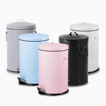 파스텔 모던 컬러 휴지통 (양철) 3L/5L/12L/20L (블루/핑크/블랙/화이트/그레이), 화이트, 20L