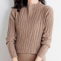 데일로엔 여성용 비스코스 물결짜임 여성 반폴라 니트