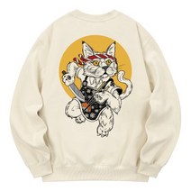 남자 여자 맨투맨 스웨트 셔츠 칸6312 KMC0101 쿠마 기모 - 크림