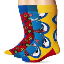 Happy Socks 롤링 스톤 양말 박스 세트 정품보장, Shoe size: Women 5.5-9.5  Men, Yellow