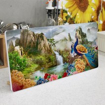 데코밍샵폼아크릴액자38CmX18Cm_화려한공작새와풍경_노프레임액자_te759